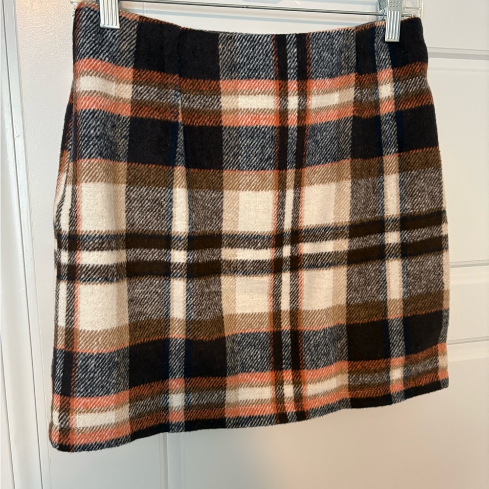 Plaid Mini Skirt - Black, Brown, Cream